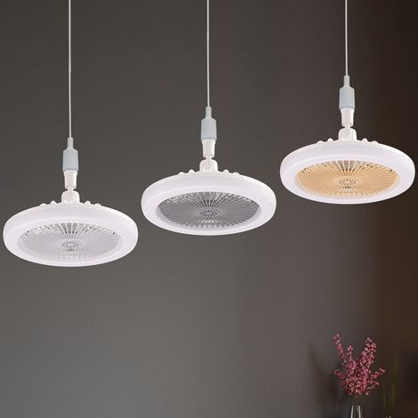 Ventilateur de plafond LED avec aromathérapie – Beige, télécommande, douille E27, tête rotative – Pour chambre, salon (1/2)