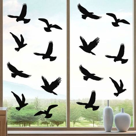 Lot de 20 autocollants anti-collision oiseaux 15x15 cm – Vinyle autocollant électrostatique – Décoration et sécurité fenêtres en verre (1/5)