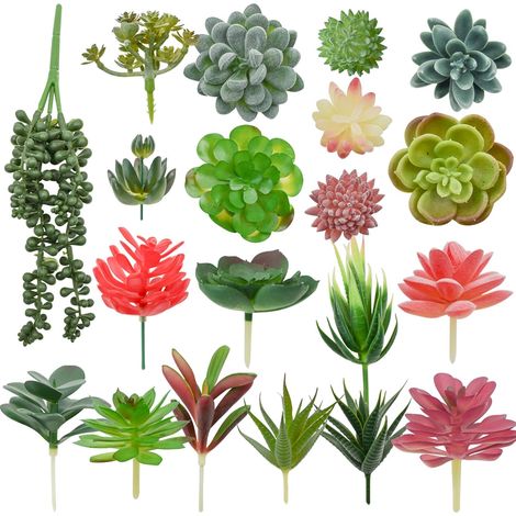 Lot de 20 plantes succulentes artificielles réalistes sans pot pour jardin, bureau, fête, intérieur ou extérieur (1/5)