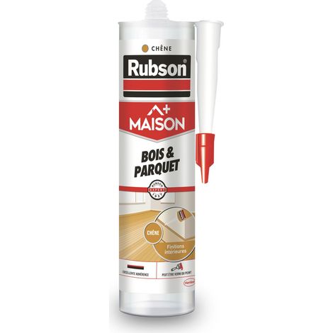 Rubson Maison Mastic Bois & Parquet couleur chêne, Mastic acrylique pour tous supports bois et maçonnerie, Joints pour intérieur et extérieur, cartouche de 280 ml (1/5)