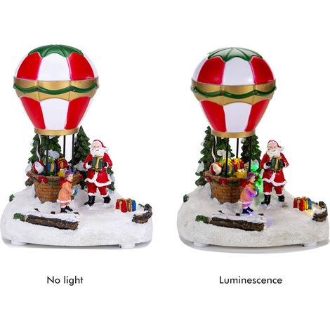Décoration de table lumineuse de Noël à LED en résine, représentant une voiture vintage, une montgolfière et une boutique de snacks. Ornement de bureau idéal pour les fêtes de fin d'année. Cadeau parf (1/4)