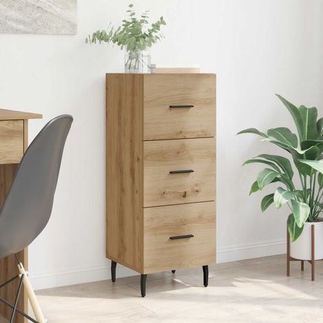 Buffet 3 tiroirs en bois d’ingénierie chêne artisanal 34,5 x 34 x 90 cm, 19.24kg - PANGIVO (1/5)