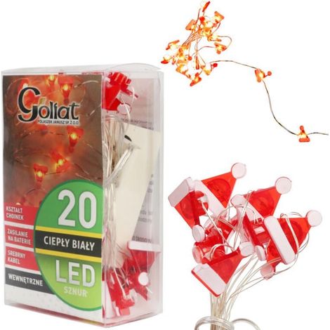 Luci natalizie a filo, cappelli di Babbo Natale, 20 LED, alimentate a batteria (1/5)