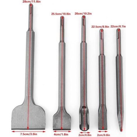 Jeu de burins - DUOKON - 5pcs - SDS-Plus - Marteau rotatif - Outils en acier trempé (1/4)