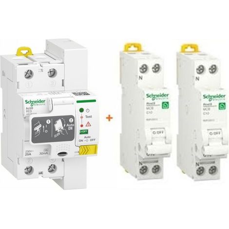 Schneider restart salvavita riarmo automatico 25A 30mA 2P - A9CR2225 + 2 Magnetotermico 16A