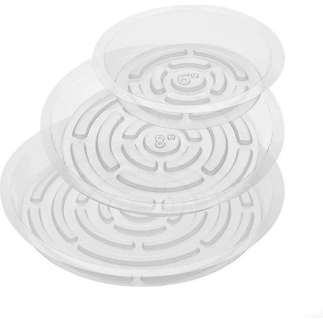 Soucoupes robustes pour pots de fleurs - Lot de 5 plateaux en plastique transparent pour l'intérieur et l'extérieur (1/4)
