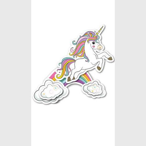 Sticker 3D - Licorne sur arc-en-ciel - 14x20 cm (1/5)