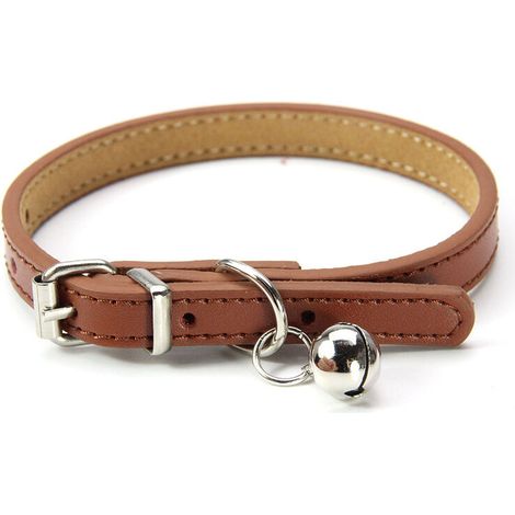 Collier en cuir pour chats et chiots, réglable 20cm-27cm cm-marron