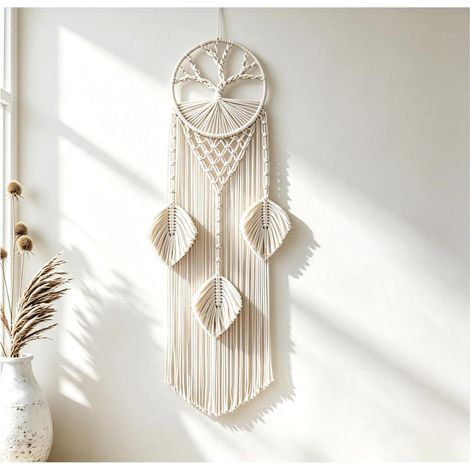 Attrape Rêves Arbre de Vie, Bohème Convient pour Le Salon Attrape-Rêve Boho, Utilisées pour Éloigner les Cauchemars Apporter la Bonne Fortune et Transmettre des Messages de Bon Augure (1/5)