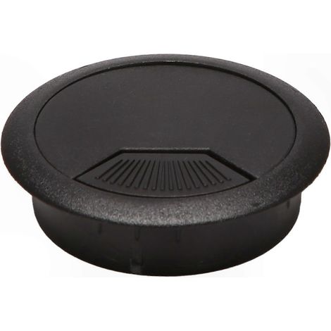 Lot de 2 passe-câbles 50mm noirs, cache-trous de bureau pour gestion de fils, protection de câbles, finition élégante, accessoire de rangement (1/5)