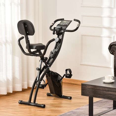 Bicicletta da casa pieghevole 2 in 1 con resistenza magnetica 8 livelli, LCD, nera HAVRYA (1/5)