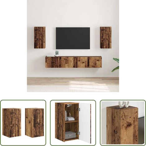 Holzwerkstoff - TV-Wandschrank 2 pcs Altholz 30 x 31 x 60 cm Holzwerkstoff (1/5)