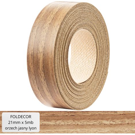 Cinta de cantos para muebles de melamina color nogal claro Lyon con adhesivo termofusible, 21 mm (5 m) (1/5)