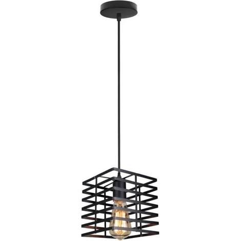 Lustre Suspension Industrielle en Métal Lampe Plafonnier en Rectangle pour Restaurant Salon Chambre (1/4)