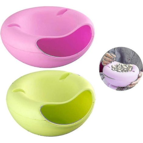 Bol à apéritif pour noix et graines, avec support pour téléphone portable, en plastique à double compartiment détachable. (1/5)