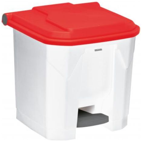 Poubelle à pédale Utilo - 30l - blanc / rouge (1/3)