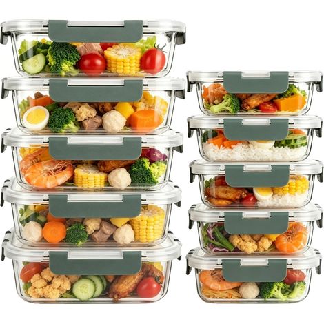 Lunchboxen, auslaufsicherer Verschluss, mikrowellengeeignet, GRAU (1/2)