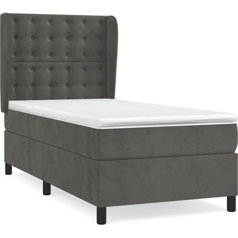 Maison Exclusive - Cama box spring con colchón terciopelo gris os (1/5)