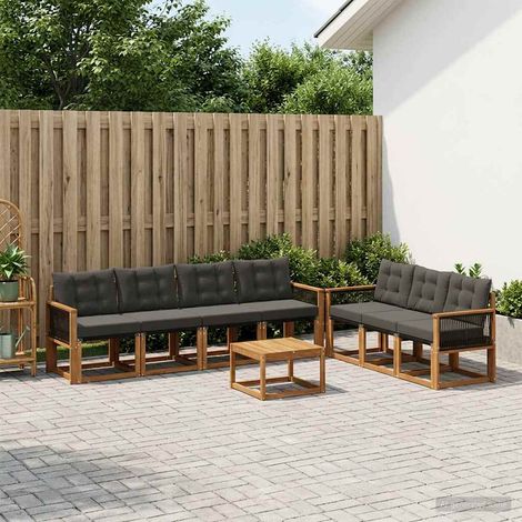 vidaXL Outdoor-Sofagarnitur mit Kissen 8 pcs Natürlich und Schwarz (1/5)