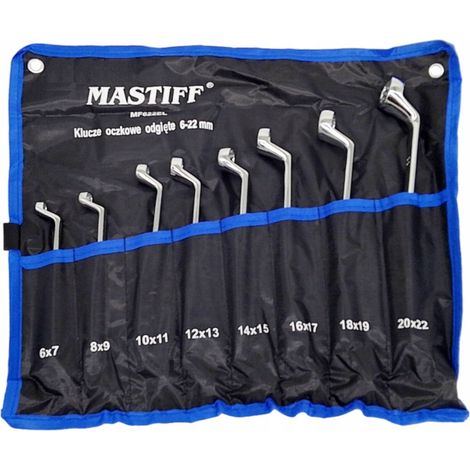 Set di 8 chiavi combinate da 6 a 22 mm. Chiavi ad anello sfalsate. (1/3)