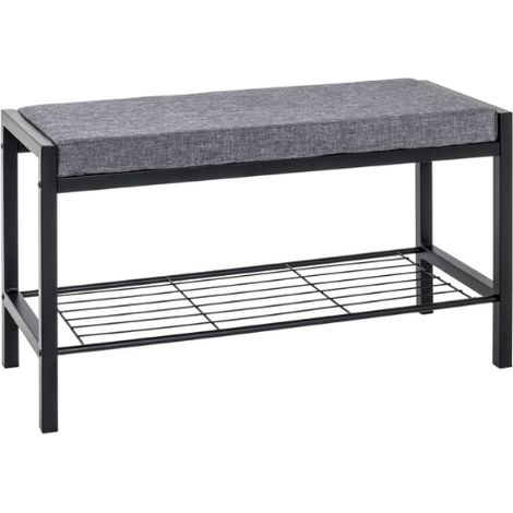 Banc à chaussures Steven - 80x32x48 cm - tissu PET/noir (1/3)