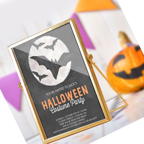 Décoration de table Halloween Cadre Doré Métal Acrylique 14,5x19,5cm Panneau Ornemental Style Effrayant pour Maison CBS721X21 (1/4)