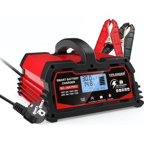 Chargeur de Batterie Intelligent 30A 12V /24V 15A, Chargeur de Voiture LCD, mainteneur de Batterie pour AGM, Moto, 12V LiFePO4 (1/5)