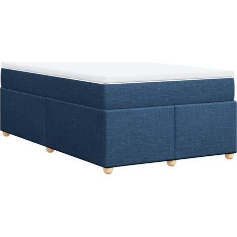 Lit double Lit adulte Sommier à lattes de lit avec matelas bleu 120x190 cm tissu