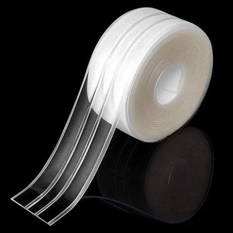 Ruban à Calfeutrer de Cuisine, Bain Mur Bande d'étanchéité,Joint Double Pli,Bande de la Moisissure avec Imperméable,pour Cuisine Évier 3,8 320cm,Transparent (1/5)
