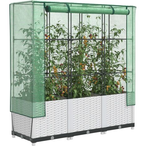 Hochbeet mit Gewächshaus-Aufsatz Rattan-Optik 120x40x138 cm vidaXL (1/5)