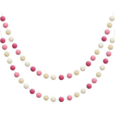 Guirlande De Boules En Feutre - 24 Boules En Laine Naturelle - 2 M - Pour Décoration Murale Arbre De Noël Fête Maison - 2 Pièces (1/5)