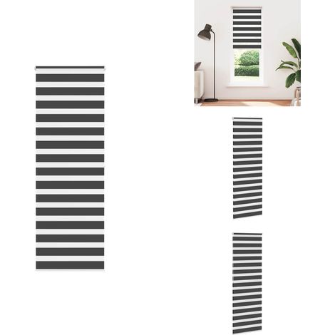 Store zèbre noir 90x200 cm largeur du tissu 85,9 cm polyester - Store Zébré - Stores Zébrés - Store À Enrouleur Zébré - Double Store À Enrouleur (1/5)