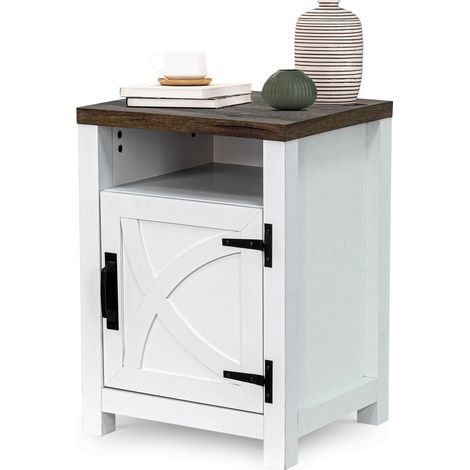 Parrot Uncle White Bedside Table with Storage Shelf, Modern Nightstand Cabinet End Table for Bedroom and Living Room (46 x 40 x 64 cm)