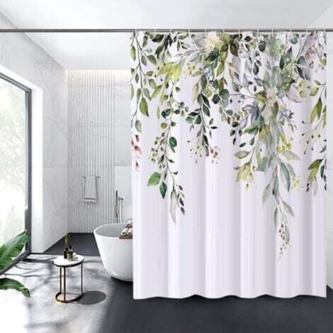 Floraler Duschvorhang, wasserdicht, maschinenwaschbar, schnelltrocknender Polysiloxan-Duschvorhang, 180x180cm, (grün) für Bad oder To