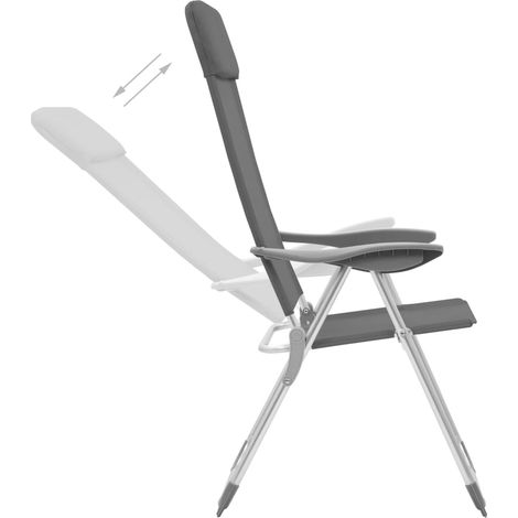 vidaXL Chaises de camping pliables lot de 2 Gris Aluminium (1/5)