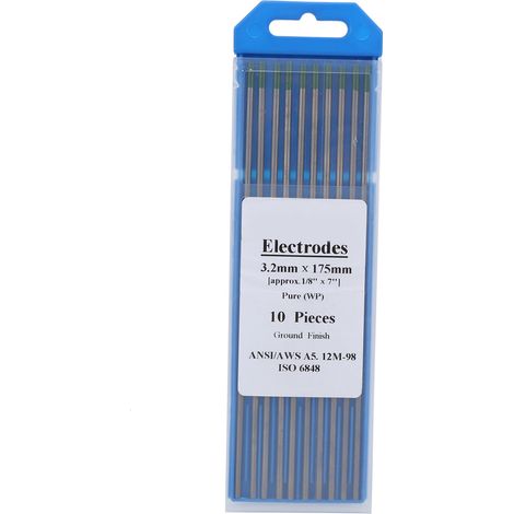 10 Tiges Tungstène 3,2 mm WP Électrode Arc Soudage Acier Inoxydable Fin Vert Lot de 10 (1/5)