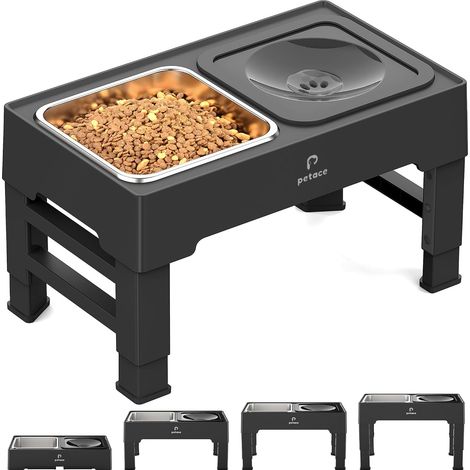 Raised Dog Bowl with 4 Heights, Stainless Steel 1.6L (1/5)