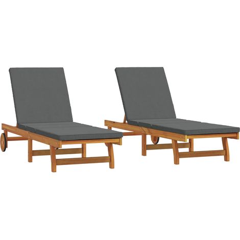 Maison Exclusive - Transat 2 pc Bois d'Acacia Massif Marron (1/5)