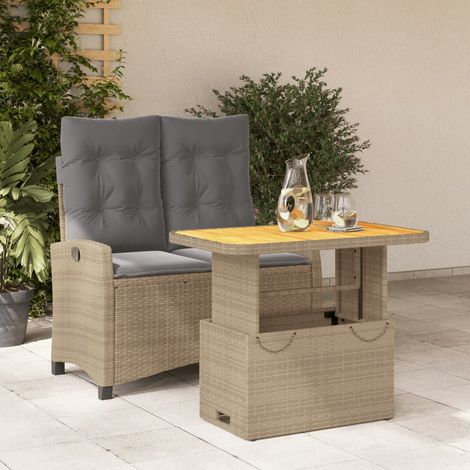 vidaXL 2 Piece Garden Dining Set with Cushions Beige Poly Rattan (1/3)