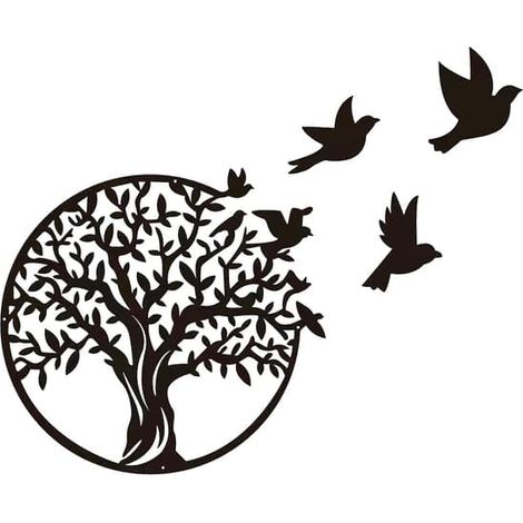 Arbre de Vie décoratif mural en métal, silhouette artistique, arbre de vie noir, décoration murale idéale pour l'intérieur et l'extérieur, jardin ou maison, 49 cm. - couleur, taille (1/5)