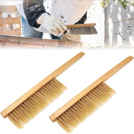 Lot de 2 brosses à abeilles avec manche en bois - Outil de nettoyage et équipement pour apiculteur et apiculture (1/5)
