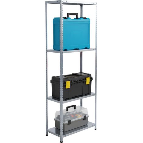 Étagère de rangement Relaxdays, acier galvanisé, H x L x P 180 x 60 x 40 cm, 160 kg, 4 niveaux, garage, étagère lourde (1/5)