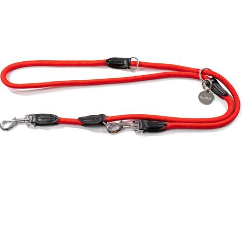 lionto Guinzaglio regolabile per cani, guinzaglio multifunzionale, guinzaglio doppio, guinzaglio a spalla robusto, resistente alle intemperie, 200 cm, rosso