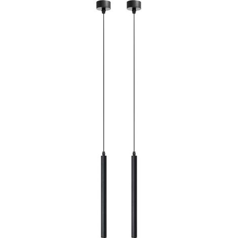 Suspension luminaire Noire Cylindrique Moderne pour Salon Salle À Manger 30cm 2pcs (1/5)