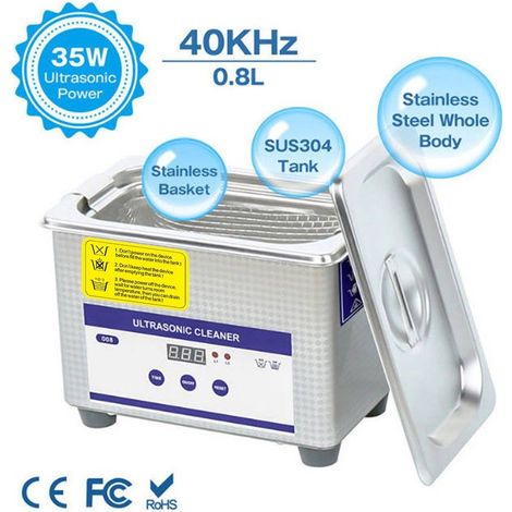 Appareil de nettoyage à ultrasons 0,8 L Nettoyeur à ultrasons en acier inoxydable (1/5)