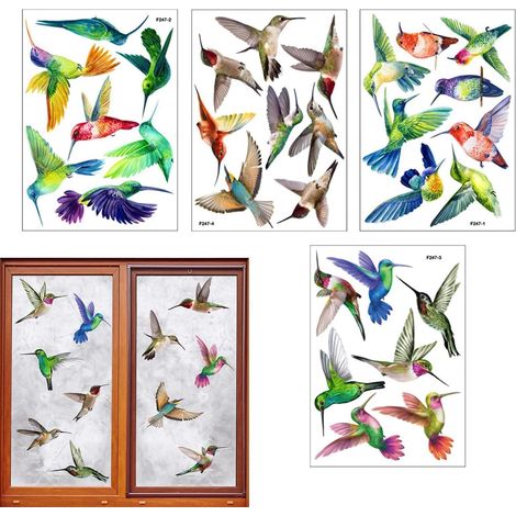 Stickers fenêtre oiseaux Anti-collision résistant aux UV Décalcomanies Anti-Choc Fenêtres Oiseaux pour maison chambre salon école salle de classe appartement ferme hôtel (1/5)