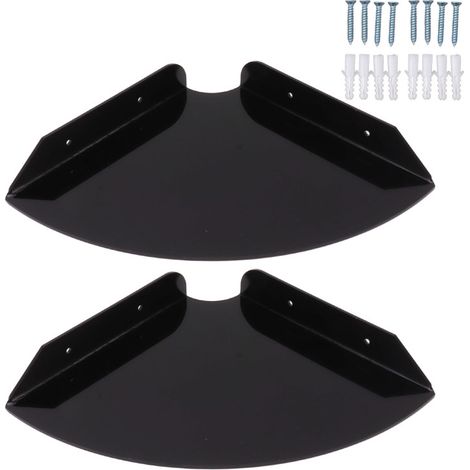Beyamis Lot de 2 étagères d'angle flottantes murales, quart de rond, noires, pour chambres, salons et salles de douche. (1/5)