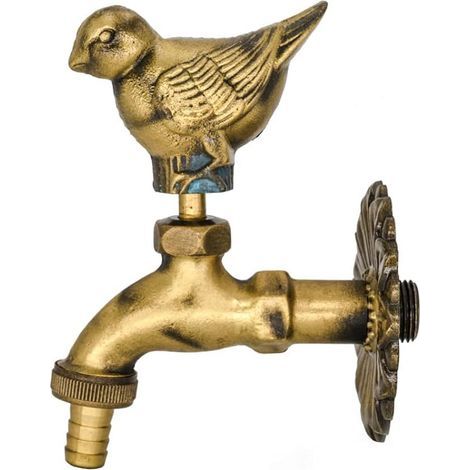 Robinet de jardin extérieur en laiton antique, fixation murale décorative, poignée à levier en forme de pigeon, robinet pour machine à laver/buanderie/salle de bain (1/5)