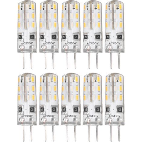 CHOYCLIT Ampoule LED G4,10 pièces G4 ampoule LED Bi broche Base Silicone blanc chaud 3000K 1.5W AC220V 110LM paysage ampoules remplacement (1/5)