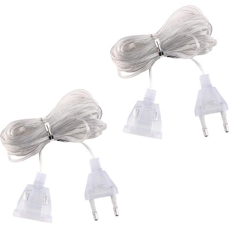 2PCS Rallonges Électriques 5m, Câble d'extension Transparent, Rallonge de Prise Euro, Fil Électrique Transparent, Petite Rallonge Electrique, pour lanternes LED et Utilisation Extérieure (1/5)